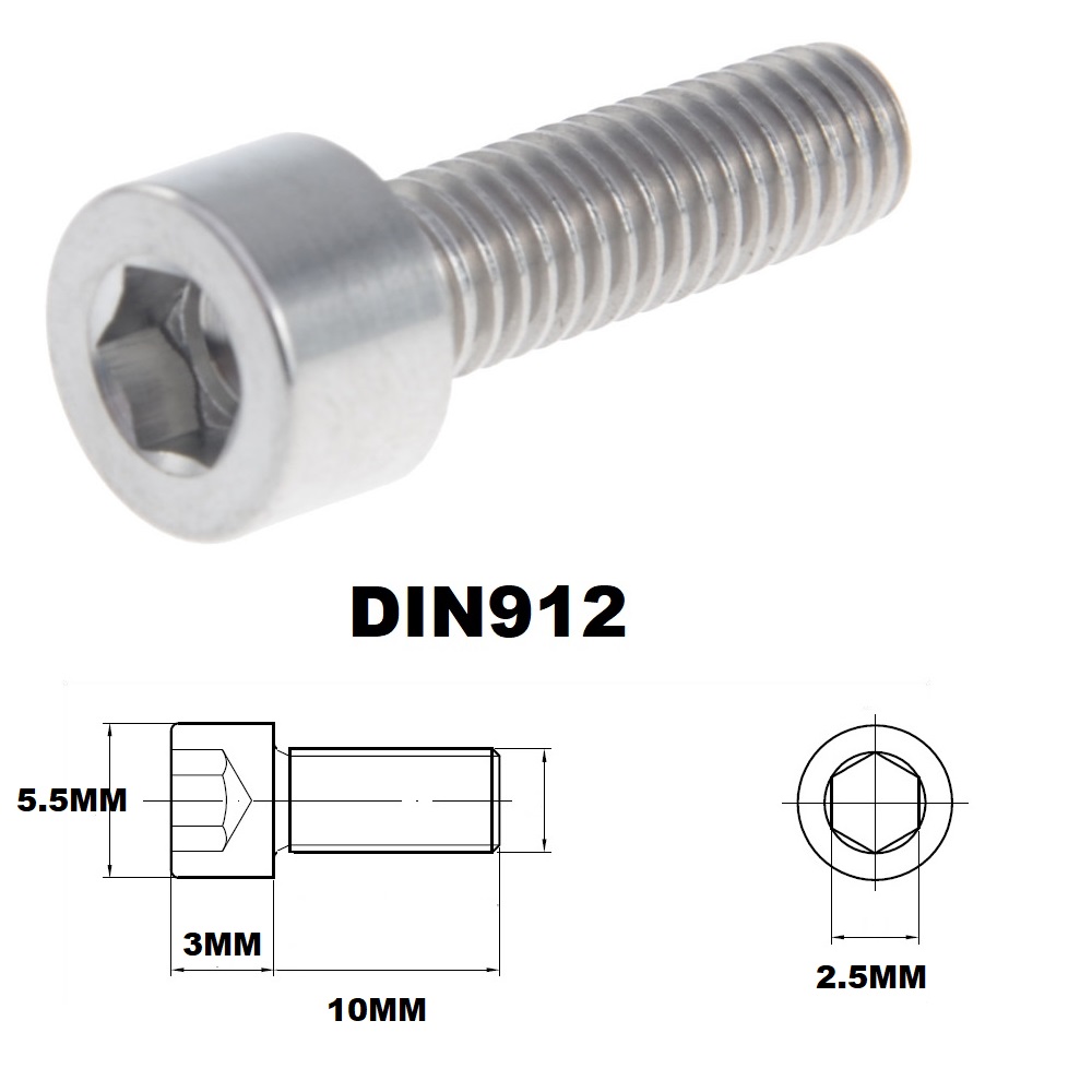 M3X10MM 0.5 THREAD PITCH TITANIUM ALLEN HEAD BOLT GRADE 5